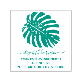Eigen naam Tropical Greenery Return Address 4 line Zelfinktende Stempel