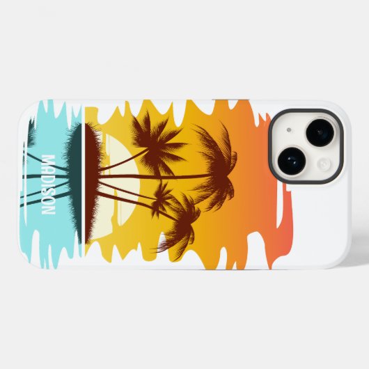 Eigen naam Tropical Island Sunset Case-Mate iPhone Case (Achterkant (horizontaal))