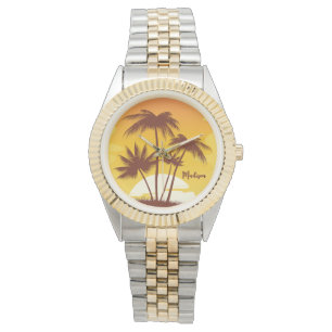 Eigen naam Tropical Island Sunset Horloge