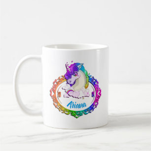 Eigen naam Unicorn Rainbow Mok schattige koffie