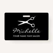 Eigen naam van de kapsalon en de kapsalon badge (Voorkant)