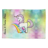 Eigen naam van Girl's Unicorn & Rainbow Kussensloop (Achterkant)