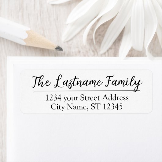 Eigen naam van het retouradres Everglow-script Etiket (Insitu)