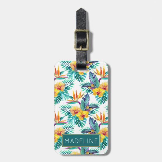 Eigen naam vogel van het paradijs en het orchidee  bagagelabel (Voorkant verticaal)