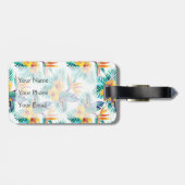 Eigen naam vogel van het paradijs en het orchidee  bagagelabel (Achterkant horizontaal)