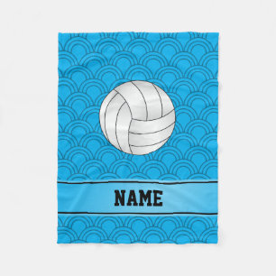 Eigen naam volleybalhemelblauwe halve cirkels fleece deken