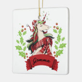 Eigen naam voor kerstmis unicorn keramisch ornament (Links)