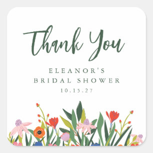 Eigen naam Vrijgezellenfeest kleurrijke tuin Vierkante Sticker