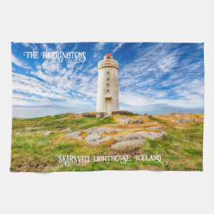 Eigen naam vuurtoren van Skarsviti, IJsland Theedoek