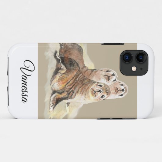 Eigen naam waterverf zegeldier Case-Mate iPhone case (Achterkant (horizontaal))