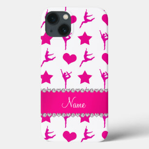 Eigen naam witte roze gymnastiek sterren harten iPhone 13 hoesje