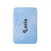 Eigen naam witte sterren op blauw badmat (Voorkant Verticaal)