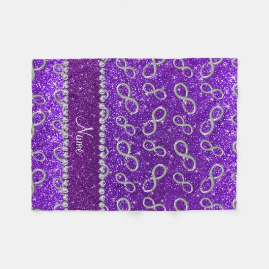 Eigen naam zilverkleurige inktvis in digo paarse g fleece deken (Voorkant (Horizontaal))