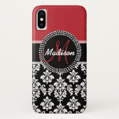 Eigen naam: zwart rood Damask-model Case-Mate iPhone Case (Achterkant)