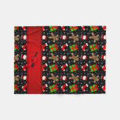 Eigen naam zwarte santas gingerbrood fleece deken (Voorkant (Horizontaal))