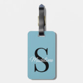 Eigen naammonogram op Blauwgroen pastel Bagagelabel (Achterkant verticaal)