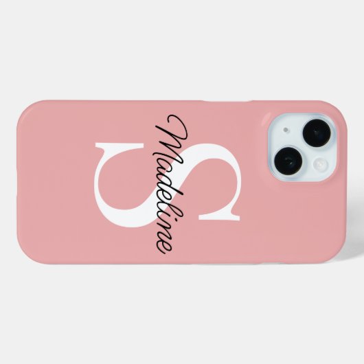 Eigen naammonogram op  Roos afschilferen Case-Mate iPhone Case (Achterkant (horizontaal))