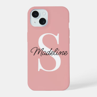 Eigen naammonogram op Roos afschilferen iPhone 15 Hoesje
