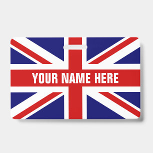 Eigen naamplaatje met vlag van British Union Jack Badge