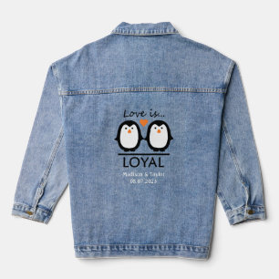Eigen namen en datum van Penguin Love Denim Jacket