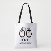 Eigen namen en datumzakken van Penguin Love Tote Bag (Voorkant)
