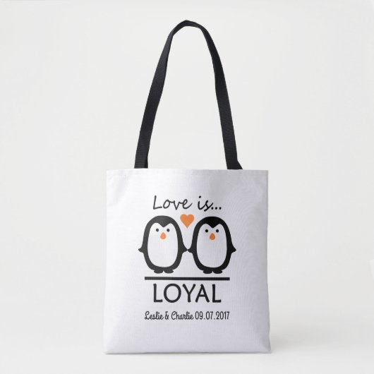Eigen namen en datumzakken van Penguin Love Tote Bag (Voorkant)