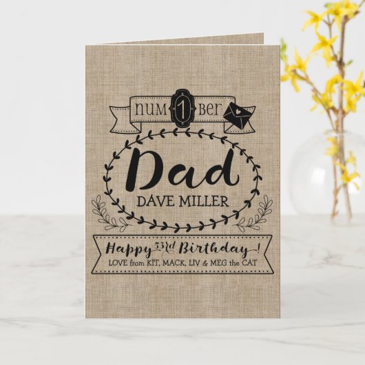 Eigen nummer 1 Pap Birthday Cute Monogram Kaart (Gele Bloem)