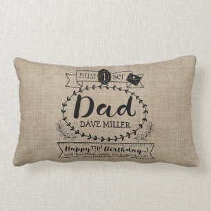 Eigen nummer 1 Pap Birthday Cute Monogram Kussen