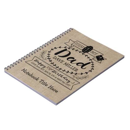 Eigen nummer 1 Pap Birthday Cute Monogram Notitieboek (Linkerzijde)