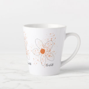 Eigen oranje moderne bloemennaamscript latte mok