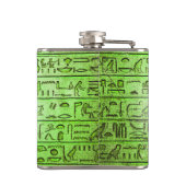 Eigen oude Egyptische Hieroglyphs Green Flask Heupfles (Achterkant)