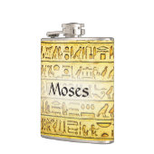 Eigen oude Egyptische Hieroglyphs Yellow Flask Heupfles (Links)