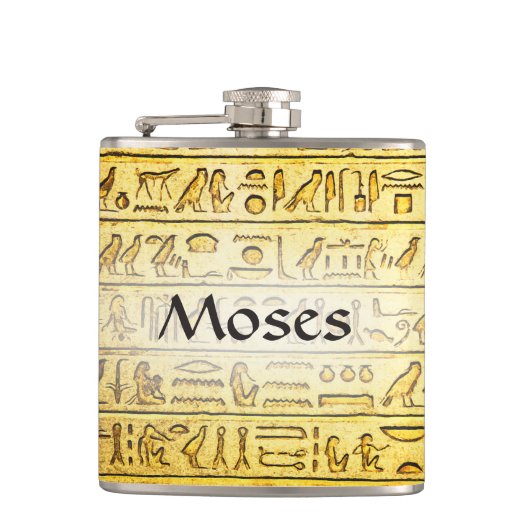 Eigen oude Egyptische Hieroglyphs Yellow Flask Heupfles (Voorkant)