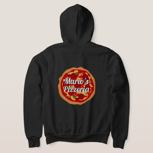 Eigen pizzeria restaurantnaam hoodie (Laag Achter)