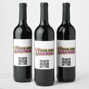 Eigen Qr- en logo-waslabel Wijn Etiket