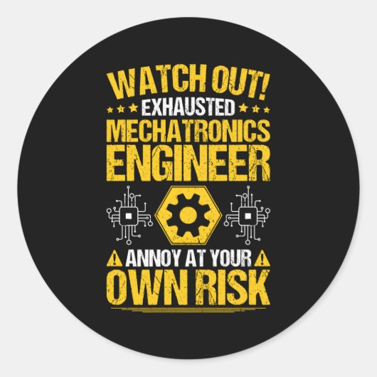 Eigen risico Mecronics Engineer Ronde Sticker (Voorkant)