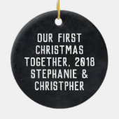 Eigen rood vrachtwagen kerst keramisch ornament (Achterkant)