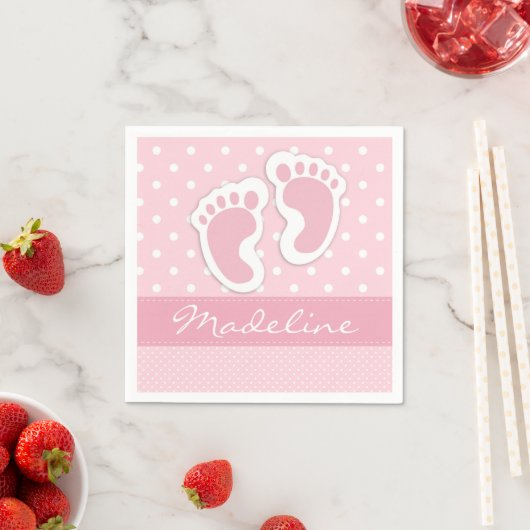 Eigen roze Baby Witte pokadots Patroon Servetten (Insitu)