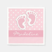 Eigen roze Baby Witte pokadots Patroon Servetten (Voorkant)
