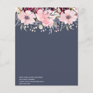 Eigen roze bloemen bedrijfsuitnodigingen voor even flyer