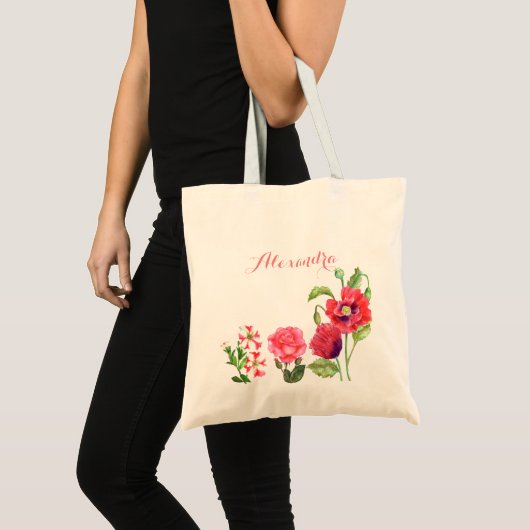 Eigen roze bloemen kunst tote bag (Voorkant (product))