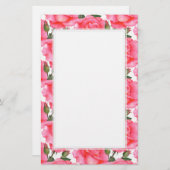 Eigen roze rozen Floral Art White Border Briefpapier (Voorkant / Achterkant)