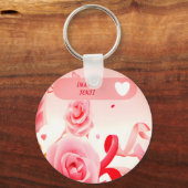 Eigen rozen, hart en linten schattig sleutelhanger (Voorkant)