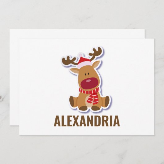 Eigen schattige Rudolf-rendierkerstman Bedankkaart (Voorkant / Achterkant)