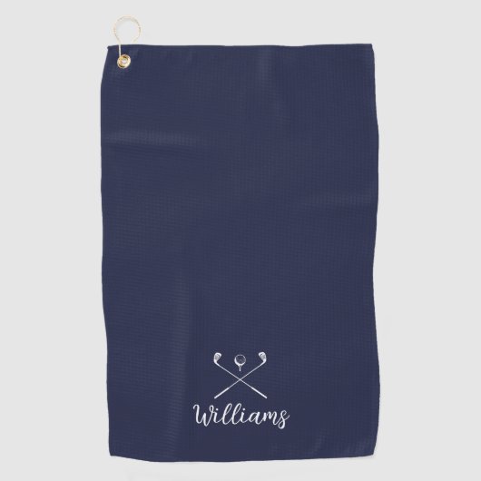 Eigen scriptnaam Golf Clubs Navy Blue Golfhanddoek (Voorkant)