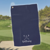 Eigen scriptnaam Golf Clubs Navy Blue Golfhanddoek