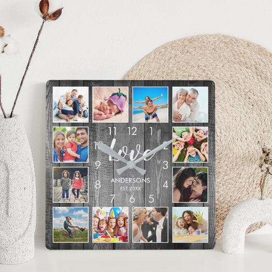 Eigen serie Foto Rustic Farmhouse Love Script Vierkante Klok