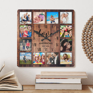 Eigen serie Foto Rustic Farmhouse Love Script Vierkante Klok
