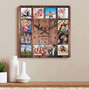 Eigen serie Foto Rustic Farmhouse Love Script Vierkante Klok