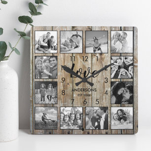 Eigen serie Foto Rustic Farmhouse Love Script Vierkante Klok